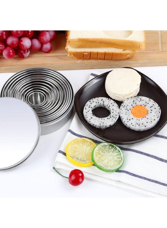 CLENEA 12-Piece Round Cookie Cutter Set - Stainless Steel Circle Cutters for Baking, Donut Molds for Biscuits, Bread, Cakes & Sandwiches - Image 5